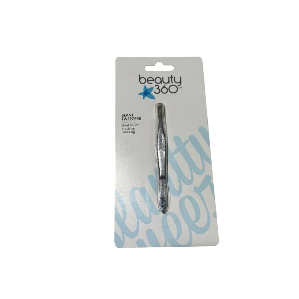Beauty 360 Slant Tip Tweezers For Precision Hair Removal stainless steel‎ new.
